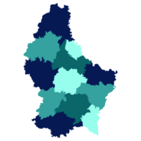 Luxembourg map. Map of Luxembourg in administrative provinces in multicolor png