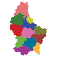 Luxembourg map. Map of Luxembourg in administrative provinces in multicolor png