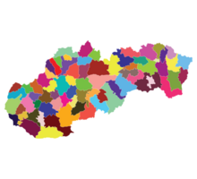 Slovakia map. Map of Slovakia in administrative provinces in multicolor png
