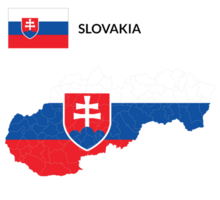 Slovakia map. Map of Slovakia with Slovakia flag png