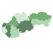 Slowakei Karte. Karte von Slowakei im acht Netz Regionen im Mehrfarbig png