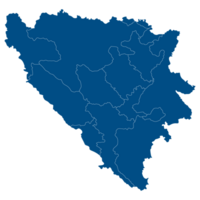 Bosnia and Herzegovina map. Map of Bosnia and Herzegovina in administrative provinces in blue color png