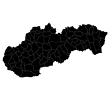 Slovakia map. Map of Slovakia in administrative provinces in black color png