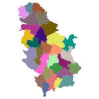 Serbia map. Map of Serbia in administrative provinces in multicolor png