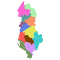 Albania map. Map of Albania in twelve counties in multicolor png