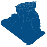 Algeria map. Map of Algeria in administrative provinces in blue color png