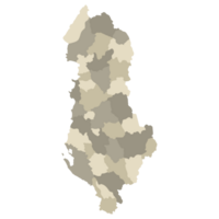 Albania map. Map of Albania in administrative provinces in multicolor png