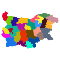 Bulgaria map. Map of Bulgaria in administrative provinces in multicolor png