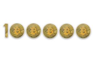 100000 bitcoin exchange rate, isolated. Crypto currency style for design. photo