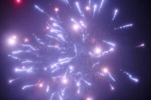 Blue purple night fireworks colorful bright sparkles and shiny festival explosion photo