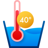 temperatura di acqua. temperatura lavaggio icona con termometro png