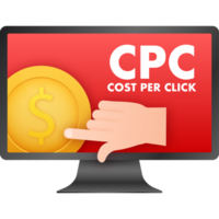 Cost per click, great design for any purposes. 3d advertising. Social media marketing. png