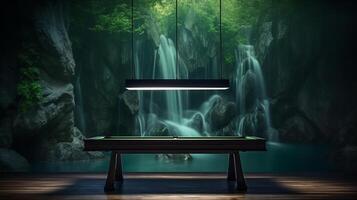 AI generated Billiard table against picturesque landscape of serene nature captures tranquil concentration photo