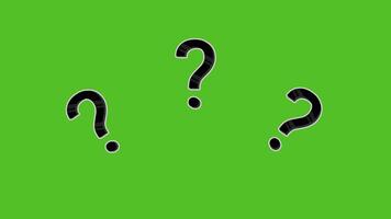 Animated question marks video for web design. Why asking. Questioning problem isolated green screen