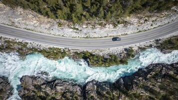 Scenic Norwegian Highway Along the River photo