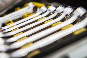 Set of Iron Wrenches Close Up photo