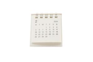 Simple desk calendar for FEB 2024 isolated on white background. Calendar concept with copy space. Clipping path. photo