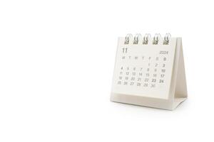 Simple desk calendar for November 2024 isolated on white background. Calendar concept with copy space. Clipping Path. photo