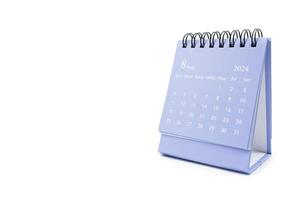 Simple desk calendar for August 2024 isolated on white background. Calendar concept with copy space. photo