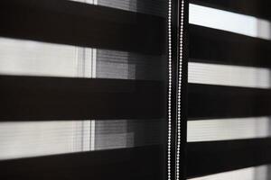 Office blinds. Modern fabric blinds. Office meeting room lighting range control. photo