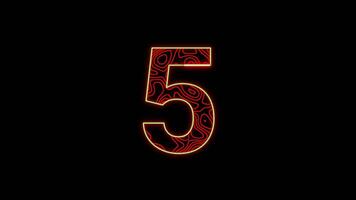 Number 5 animation with topographic motion on a black background video