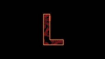 Letter L animation with topographic motion on a black background video