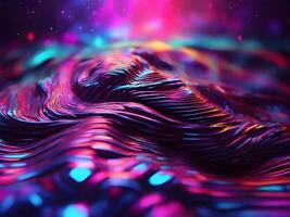 AI generated abstract background with colorful glowing waves, 3d rendering digital illustration. photo
