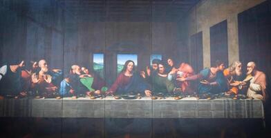 The painting of Last Supper in Turin Duomo after Leonardo da Vinci photo