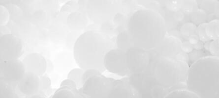 White background with flying balloons - clean design, 3d abstract realistic banner. photo