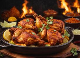 AI generated Tandoori chicken is a chicken dish prepared by roasting chicken photo