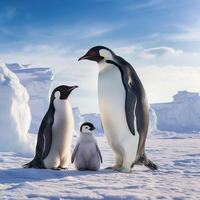 AI generated Penguin family. Penguin Day photo