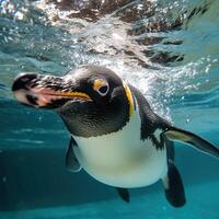 AI generated Penguin swims underwater. Penguin Day photo