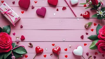 AI generated Valentine's Day Delight A Symphony of Roses and Hearts photo