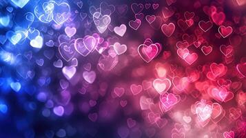 AI generated Abstract Heart Lights Bokeh Background photo