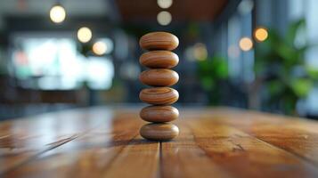 AI generated Zen Balance Wooden Rings Stacked in Harmony photo