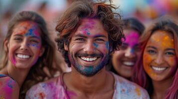 ai generado miles de personas celebrar holi en India. foto