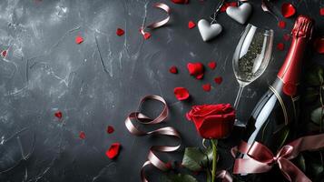 AI generated Elegant Valentine's Day Celebration with Champagne photo