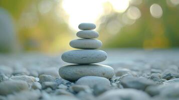 AI generated Serenity Stacked Zen Stones in Harmony photo