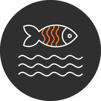 pescado azul lleno icono vector