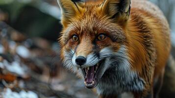 ai generado de cerca de un rojo zorro, animal rabia. foto