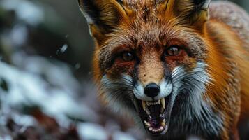 ai generado de cerca de un rojo zorro, animal rabia. foto