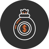 dinero bolso azul lleno icono vector