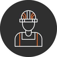 Builder Male Blue Filled Icon vector