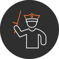 Policeman Holding Stick Blue Filled Icon vector