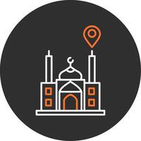 mezquita ubicación azul lleno icono vector