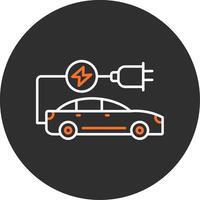 Electric Car Blue Filled Icon vector