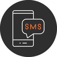 SMS azul lleno icono vector