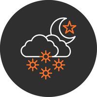 noche nieve azul lleno icono vector