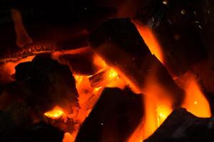 Close up of Charcoal burning. photo