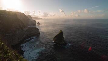 Bali Nusa Penida Island Indonesia Beautiful Nature Beach Banah Cliff Morning Sunrise Time Lapse video